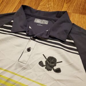 Tattoo Golf Peformance‎ Shirt Men Large Gray Neon Green Polo
